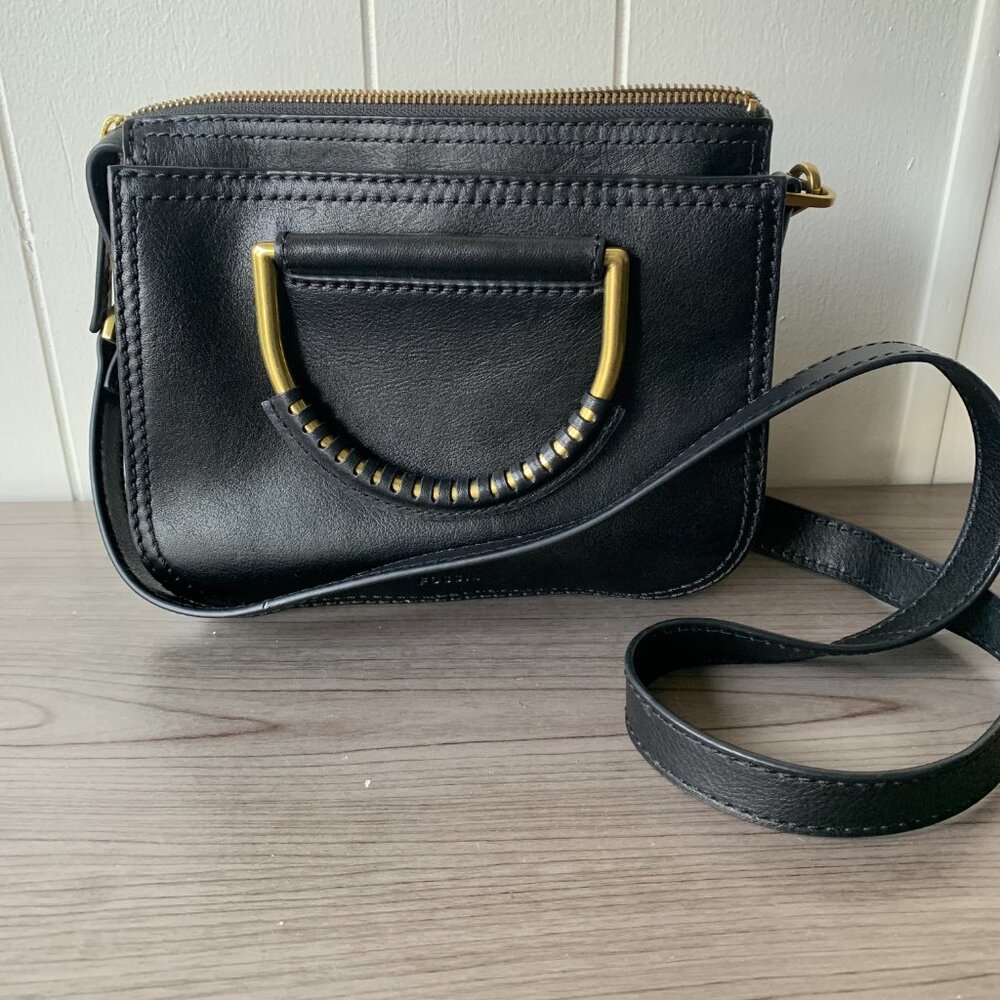 NWOT Fossil Ryder Mini Satchel Leather Calf Hair White Cheetah Crossbody Bag - Picture 11 of 13